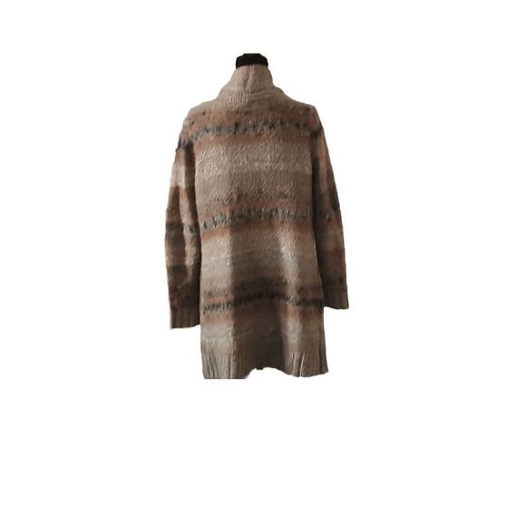 Maurice's Boho Earth Tone Stripe Shawl Collar Open Front Cardigan Sweater Size M - Picture 3 of 9